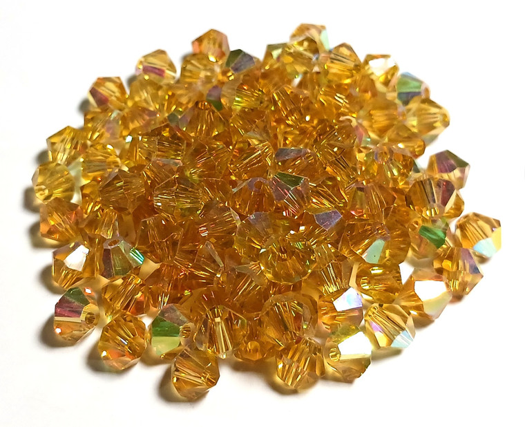 Crystal Blond AB 6mm Glass Crystal Bicones