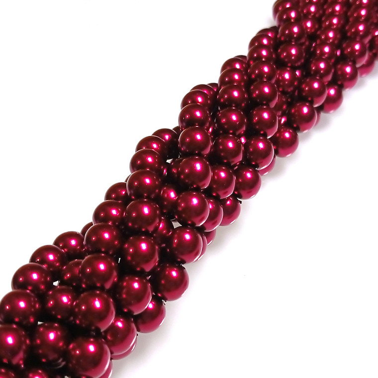 Czech Glass 8mm Pearl Beads - Burgundy