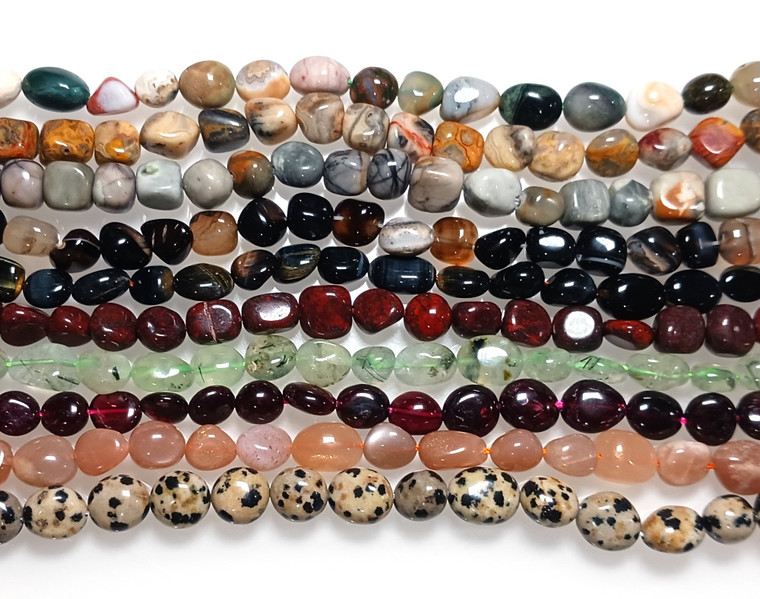 10 Pack of 7x10mm Irregular Nugget Semiprecious Gemstone Beads Combo Pack