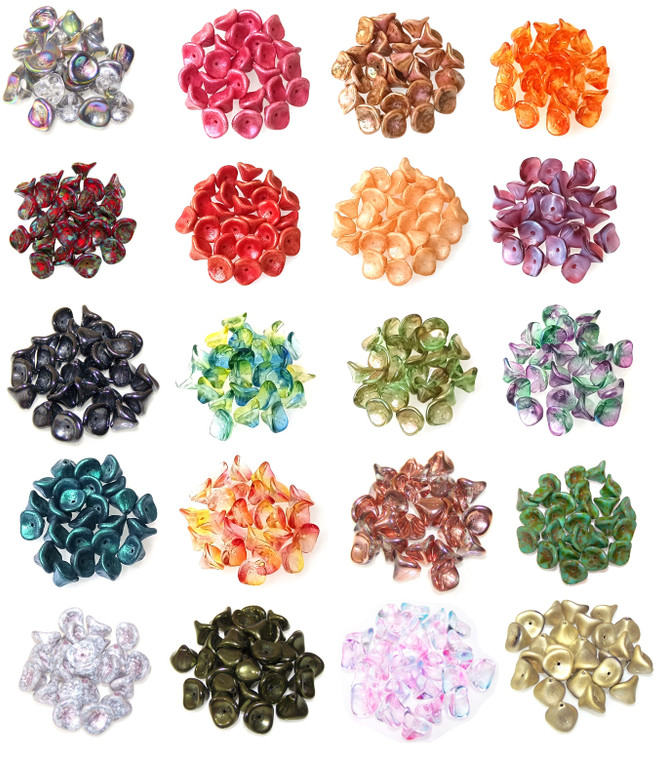Czech Glass 10x12mm 3-Petal Flower Beads Combo Pack