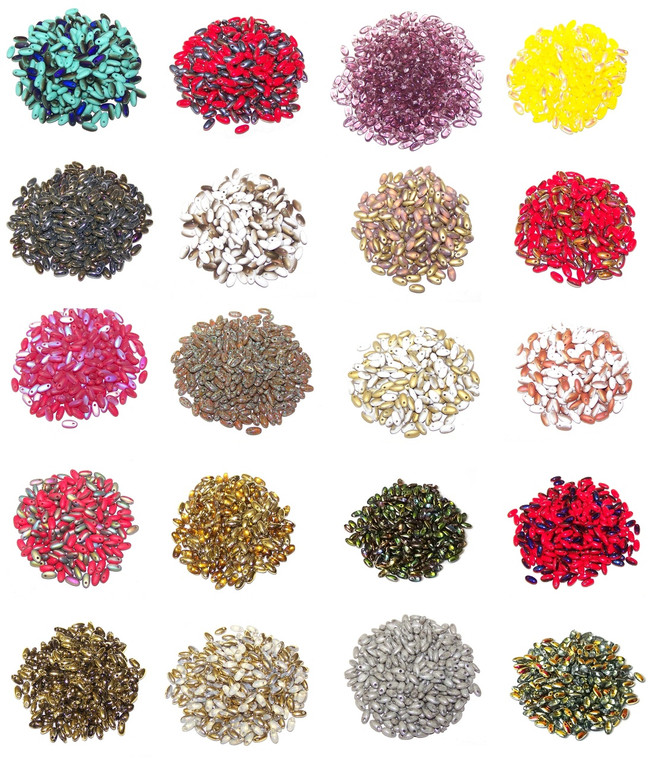 20 COLORS • APPROXIMATELY 2,240 BEADS • 150 GRAMS OF CZECH GLASS RIZO BEADS!