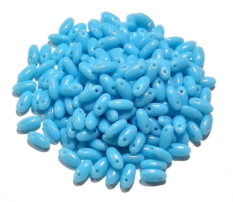 2.5x6mm turquoise Czech glass Rizo beads, 7.5 grams