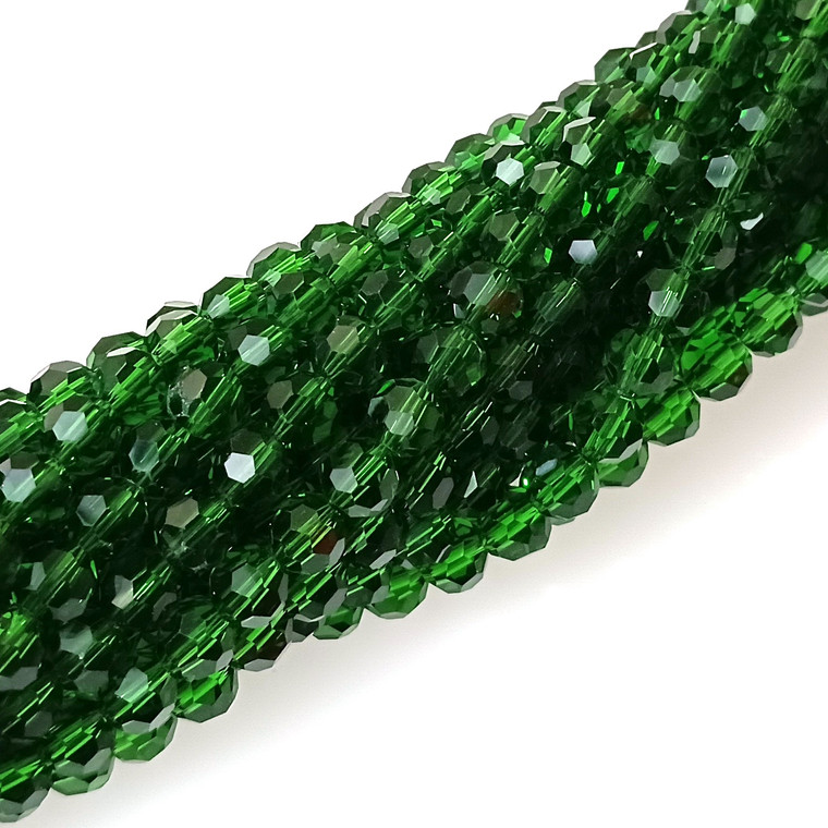 6mm Glass Crystal Rounds - Emerald