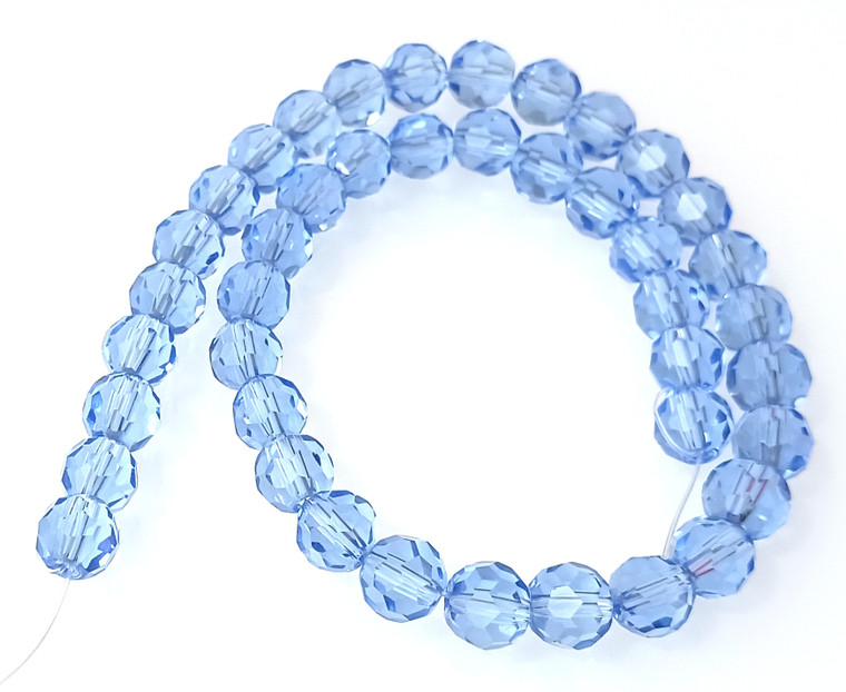 8mm Glass Crystal Rounds - Lt Sapphire
