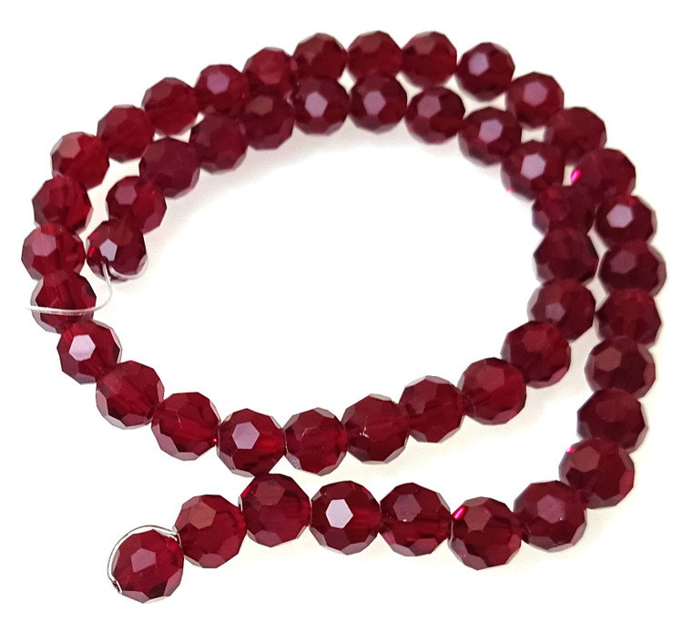 8mm Glass Crystal Rounds - Garnet