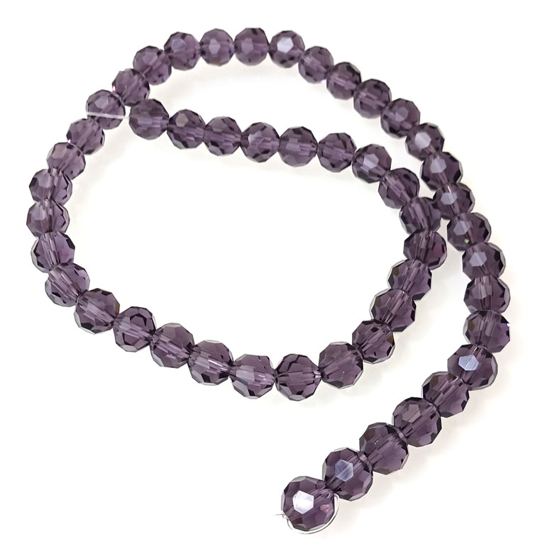8mm Glass Crystal Rounds - Plum