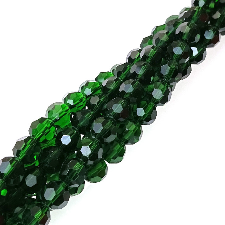 8mm Glass Crystal Rounds - Emerald Green