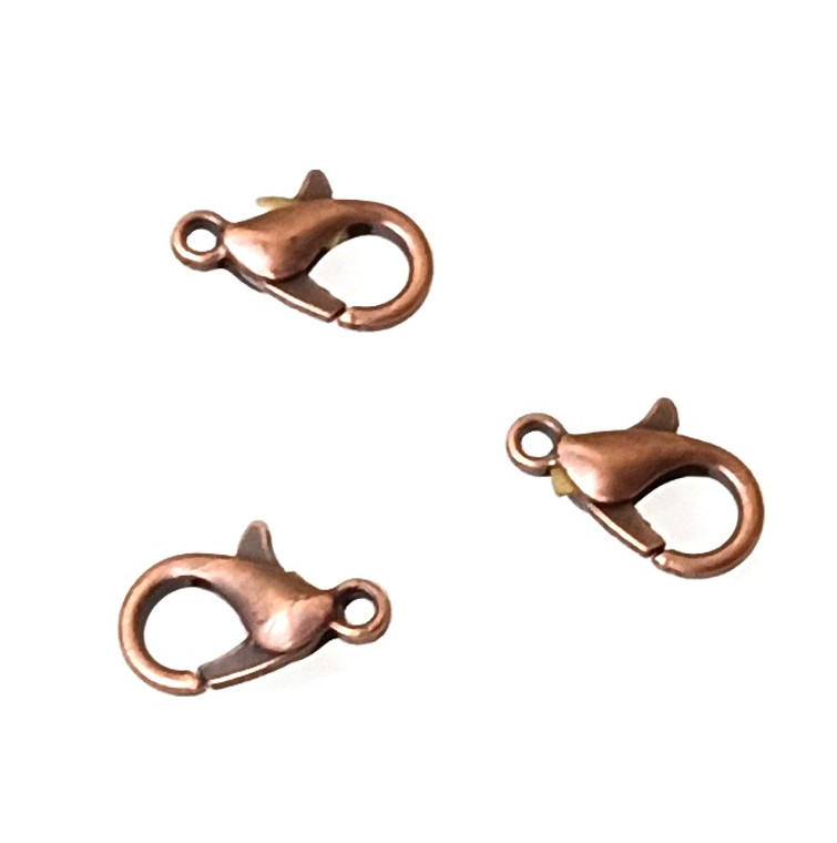 50 Antique Copper 12x6mm Lobster Clasps