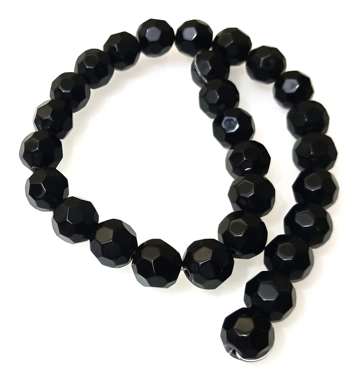 Black Fire-Polished 12mm Glass Crystal Rounds