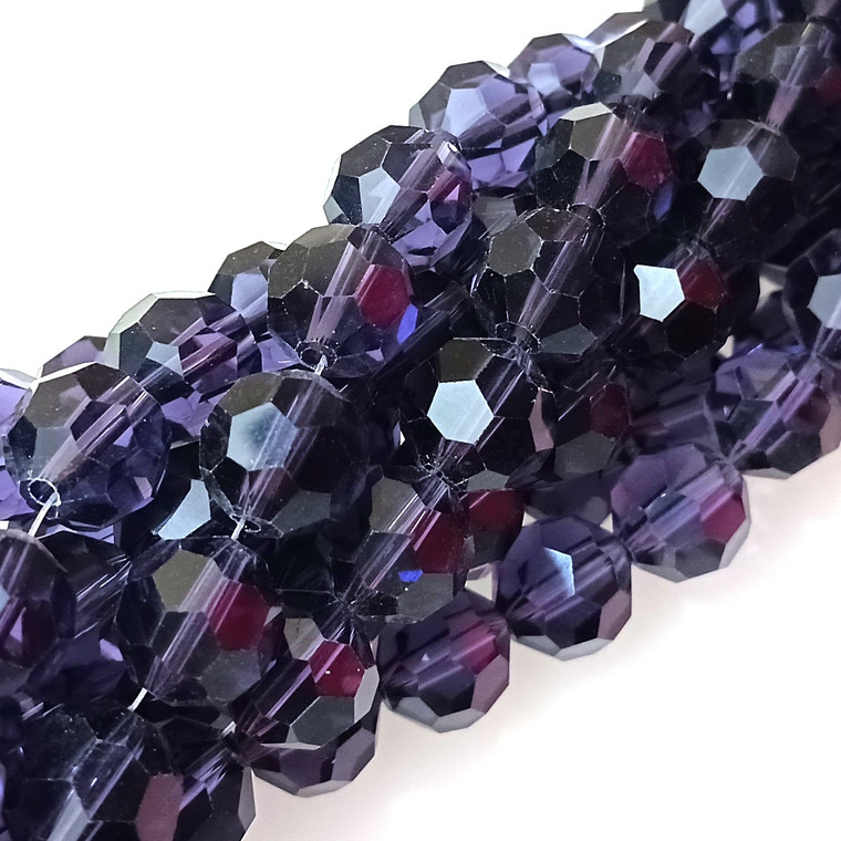Plum 12mm Glass Crystal Rounds