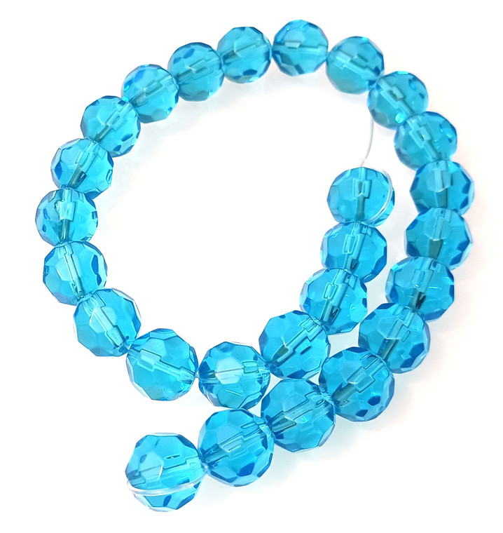 Aqua Fire-Polished 12mm Glass Crystal Rounds