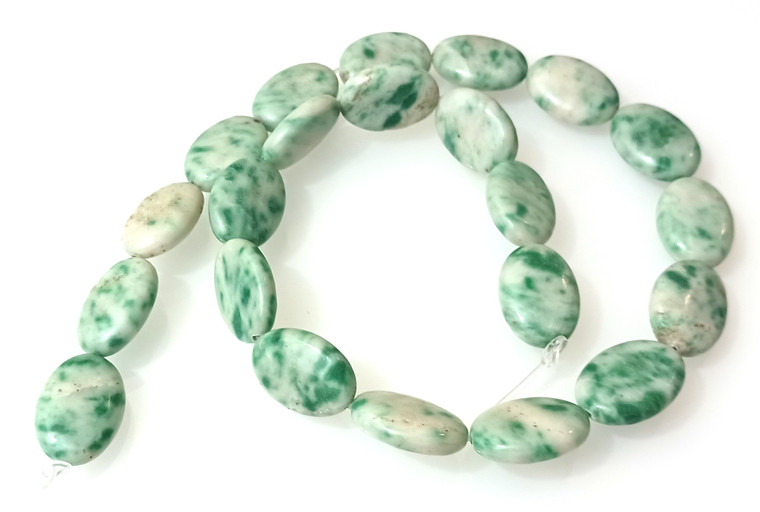 13x18mm Puff Oval Semiprecious Gemstone Beads - Qinghai Jade