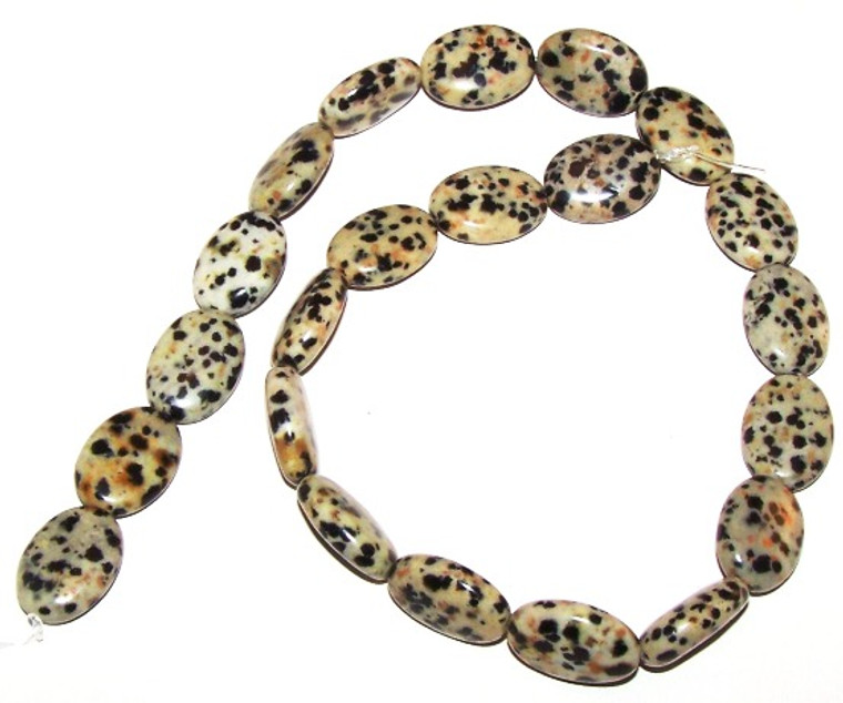 13x18mm Puff Oval Semiprecious Gemstone Beads - Dalmatian Jasper