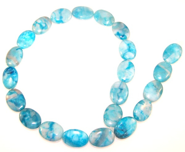 13x18mm Puff Oval Semiprecious Gemstone Beads - Blue Crazy Lace Agate