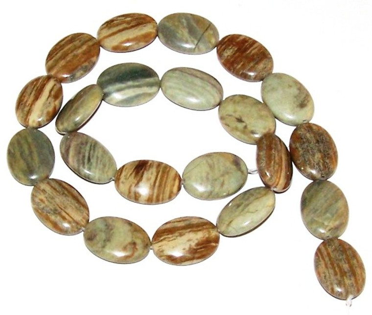 13x18mm Puff Oval Semiprecious Gemstone Beads - Silver Leaf Agate