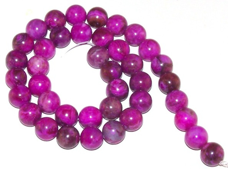 Purple Crazy Lace Agate 10mm Round Semiprecious Gemstone Beads