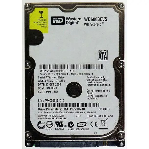 WD600BEVS Western Digital