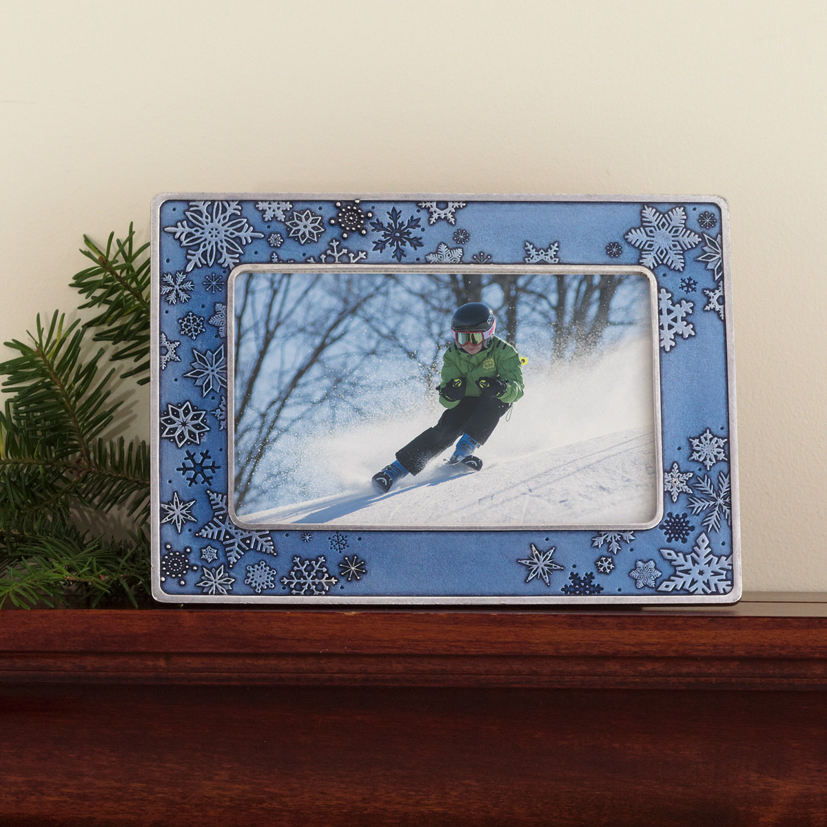 Snowflake / Blue 4x6 Frame - Danforth Pewter - Made in USA