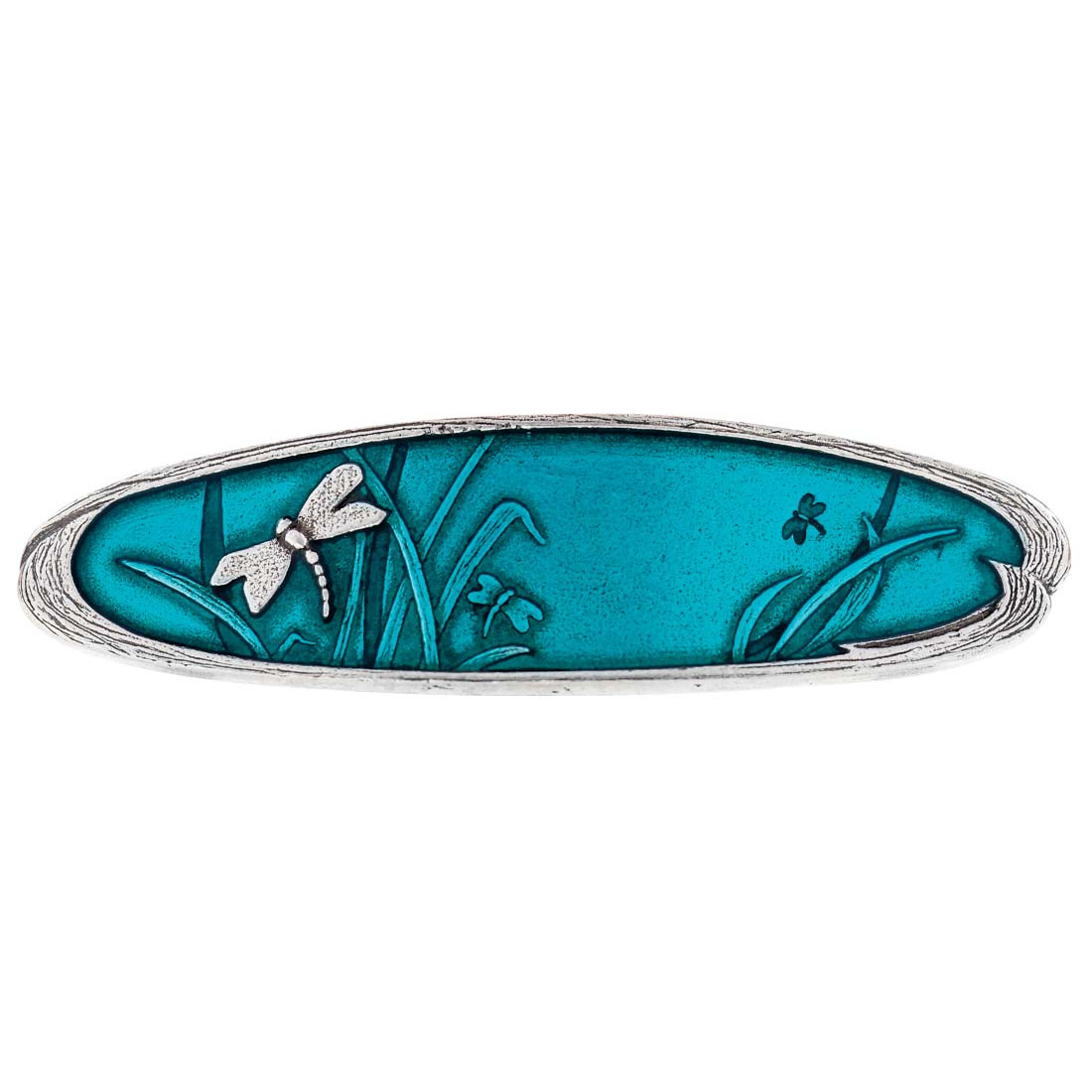 Dragonfly / Teal Large Barrette - Danforth Pewter - Made in USA