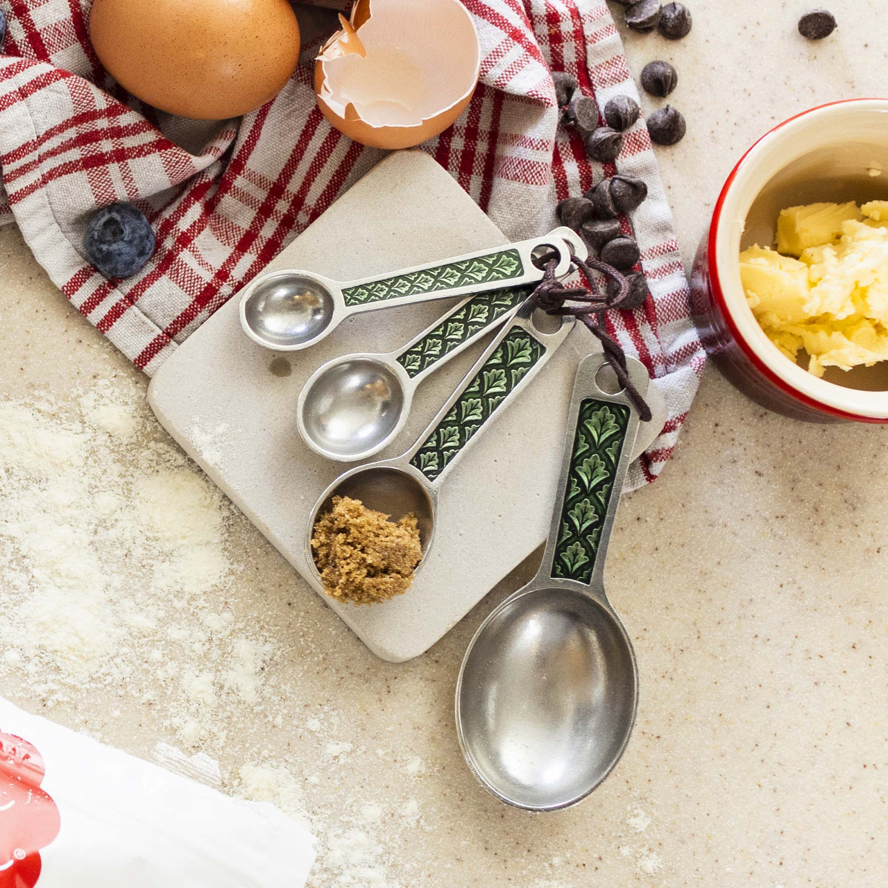 Green Handled High Quality Measuring Spoons | Danforth Pewter USA
