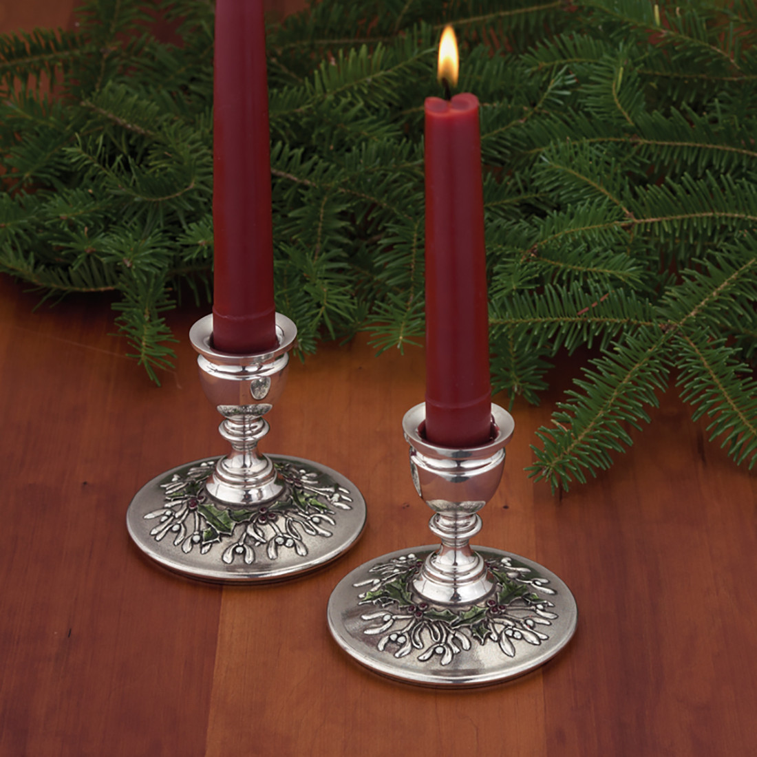 Danforth Mistletoe & Holly Candlestick - Thumbnail 2
