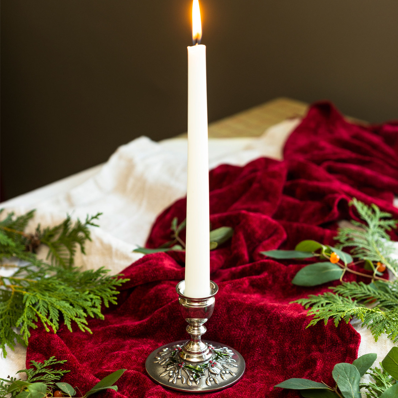 Danforth Mistletoe & Holly Candlestick