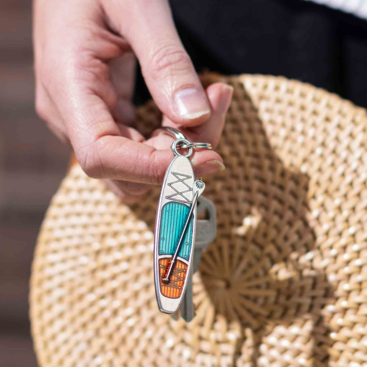 Danforth | Paddle On! Pewter Paddleboard Keyring | Made int the USA