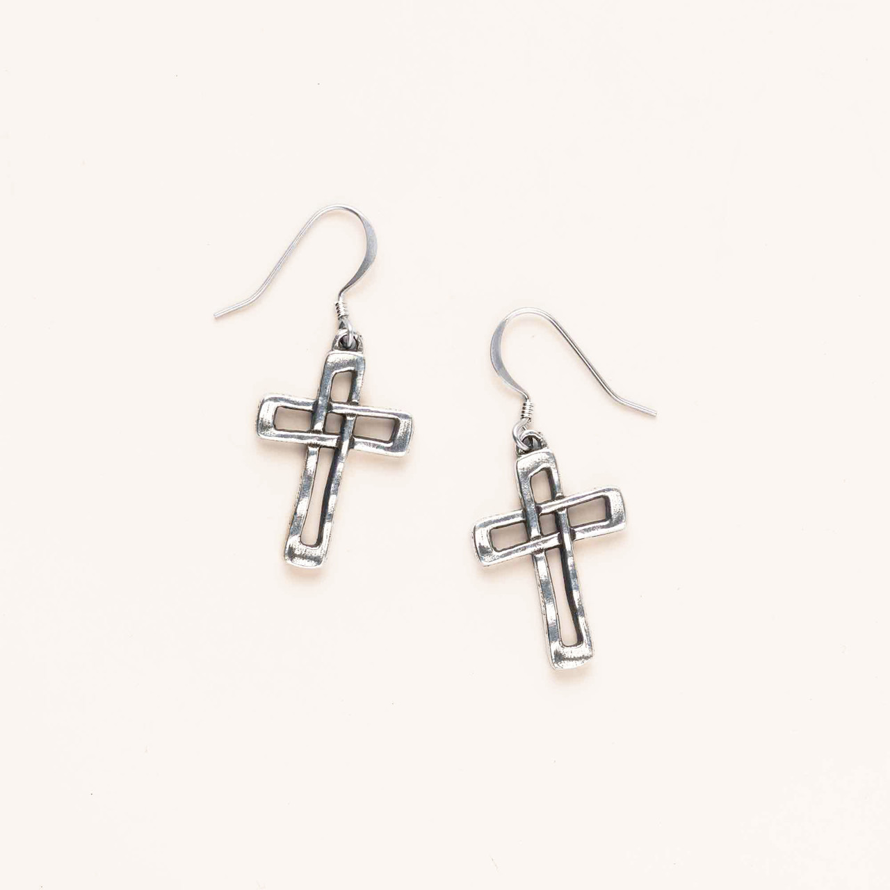 Woven Cross Wire Earrings - Danforth Pewter