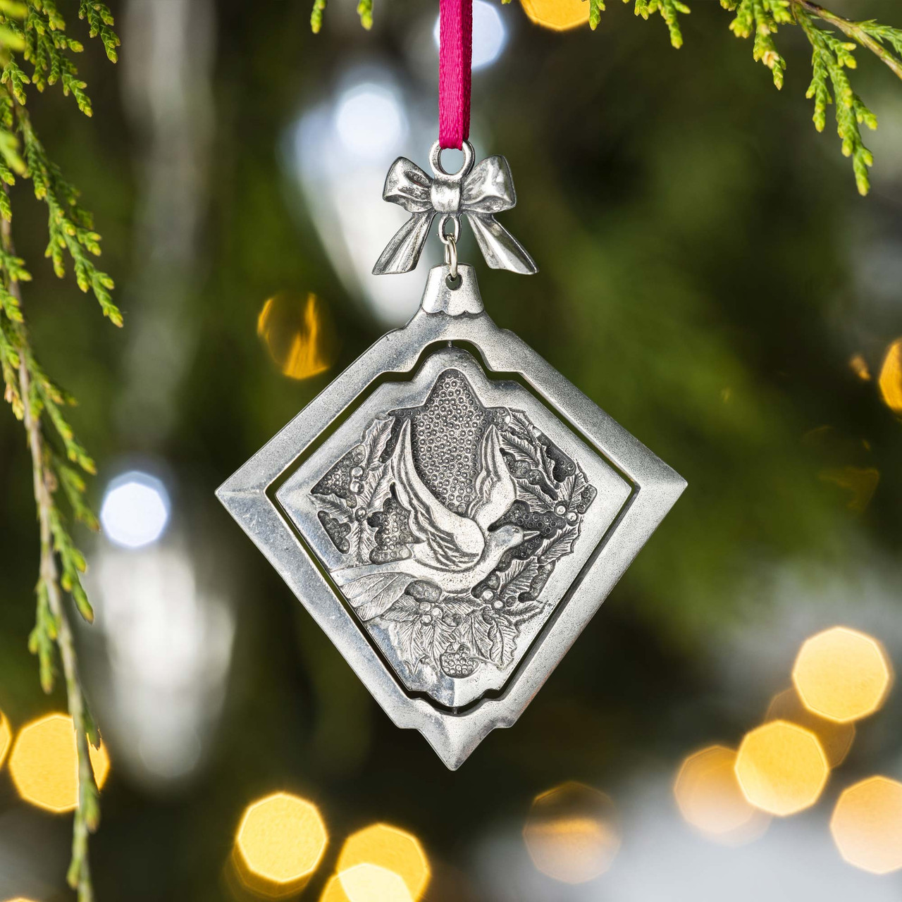 Two Turtle Doves Ornament - Danforth Pewter - Made in USA