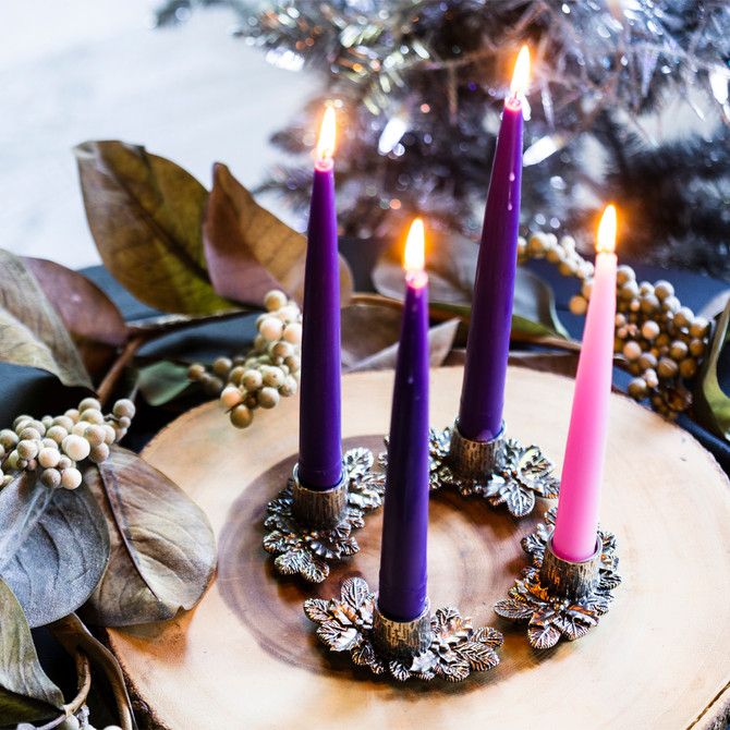 Advent Wreath Candleholder Set | Pewter Advent Wreath