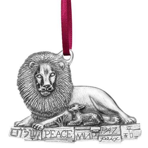 Lion and Lamb pewter peace ornament