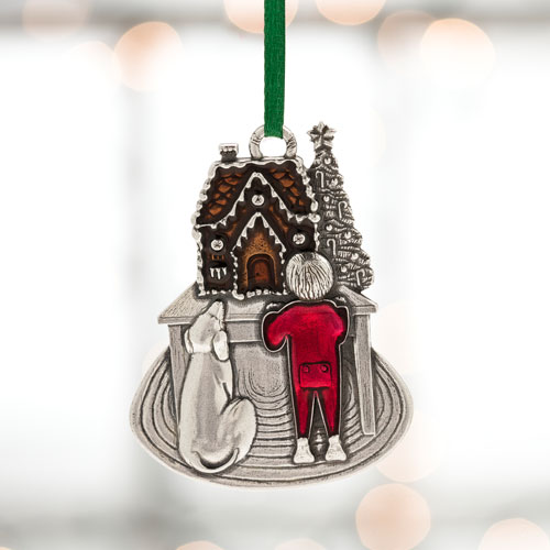 Boy and Gingerbread House Ornament