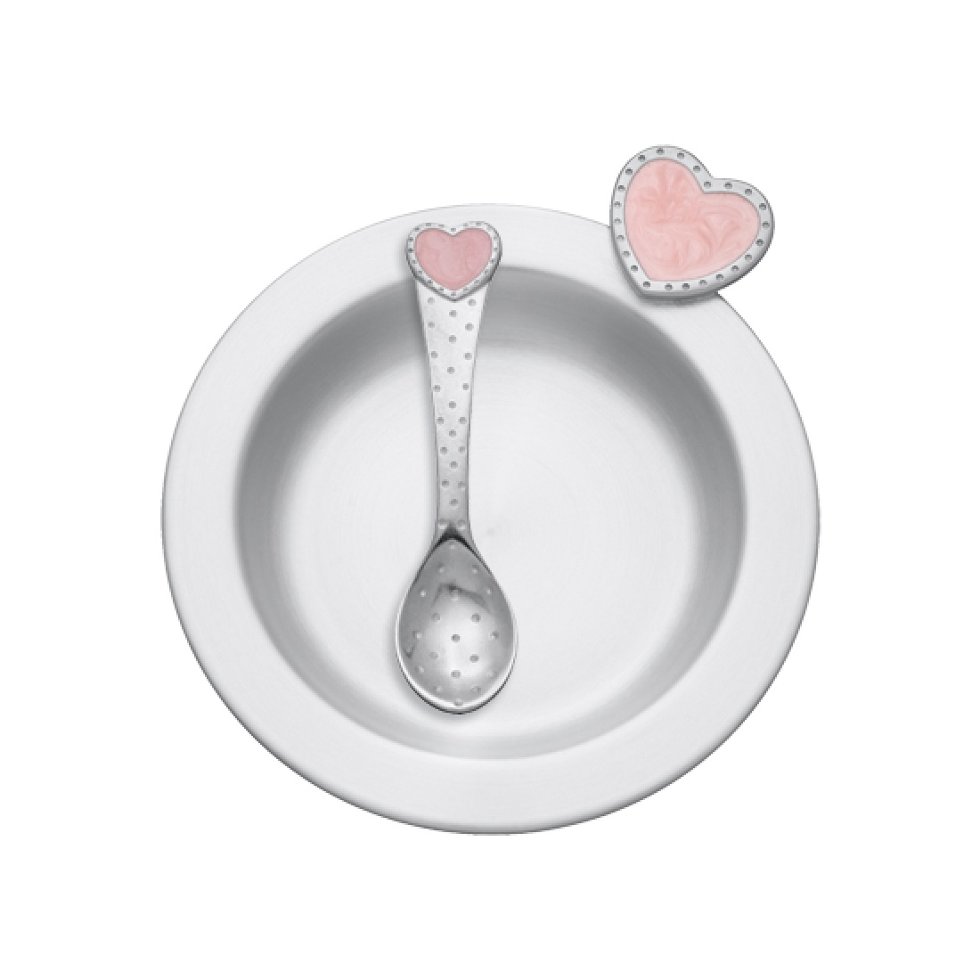 カトラリー(スプーン等) HUMAN MADE Heart Spoon & Fork Set Silver Heart / Pink Dish & Spoon Set - Danforth Pewter - Made in USA