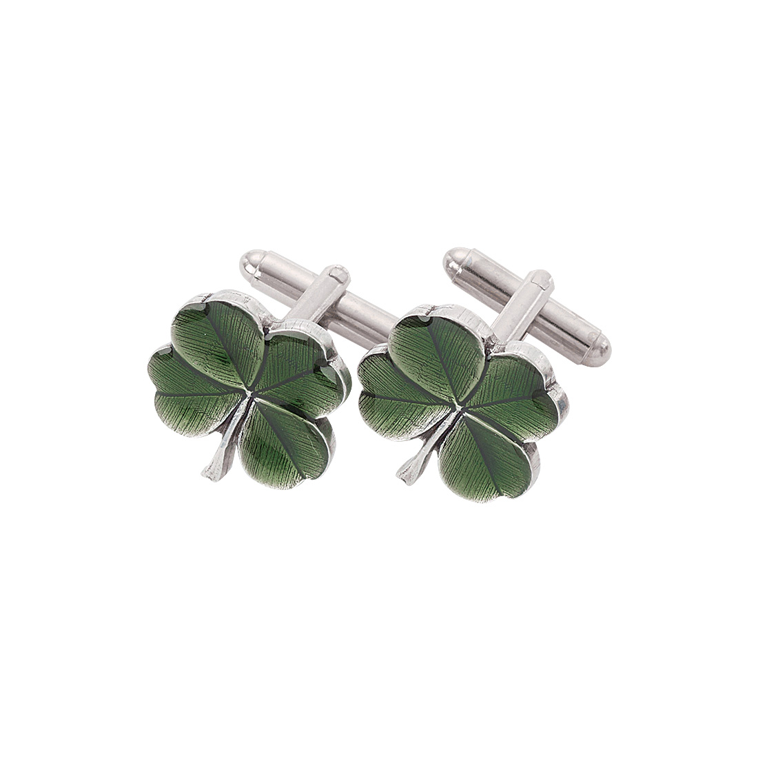 Four leaf clover cufflinks- Irish shamrock cufflinks - Made in USA
