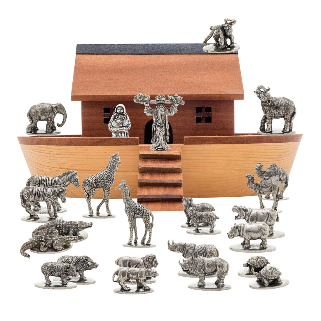 Noah's Ark Wooden Ark and Figurines | Danforth Pewter USA