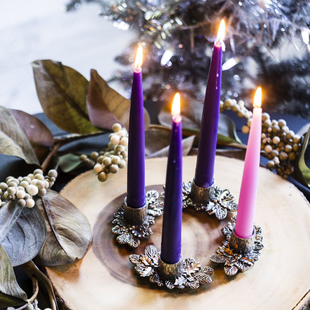 Advent Wreath Candleholder Set | Pewter Advent Wreath