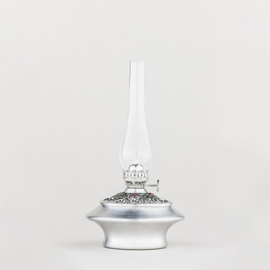 Mistletoe and Holly Oil Lamp with 6" Globe