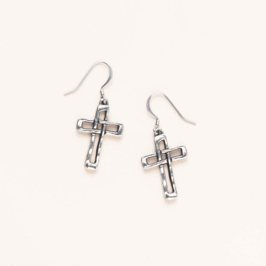 Woven Cross Wire Earrings - Danforth Pewter