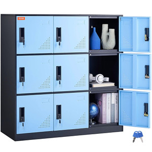 Metal Locker for Employees, 9 Doors Storage Cabinet with Card Slot, Employee Lockers with Keys, 66l E415-JCJHSLMY331807L53V0
