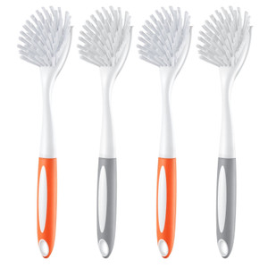 Dish Brush, 4 Pack Kitchen Scrub Brushes with PP Handle, Dish Cleaning Brushes with Curved Bristles E415-ZBXWS4J00000B9AK8001V0
