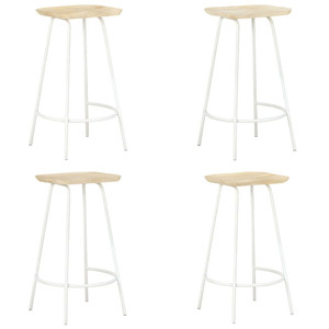 Bar Stool Set of 4 Bleached wood and white A949-320650 Bar Stool Set of 4 Bleached wood and white A949-320650