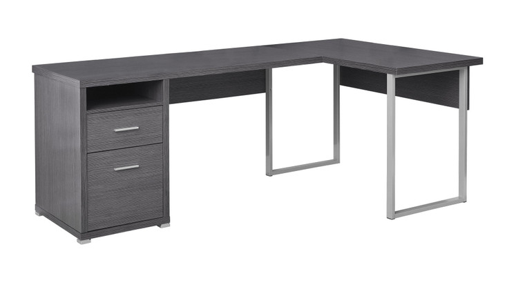47" Gray and Silver L Shape Computer Desk With Two Drawers N270-333445