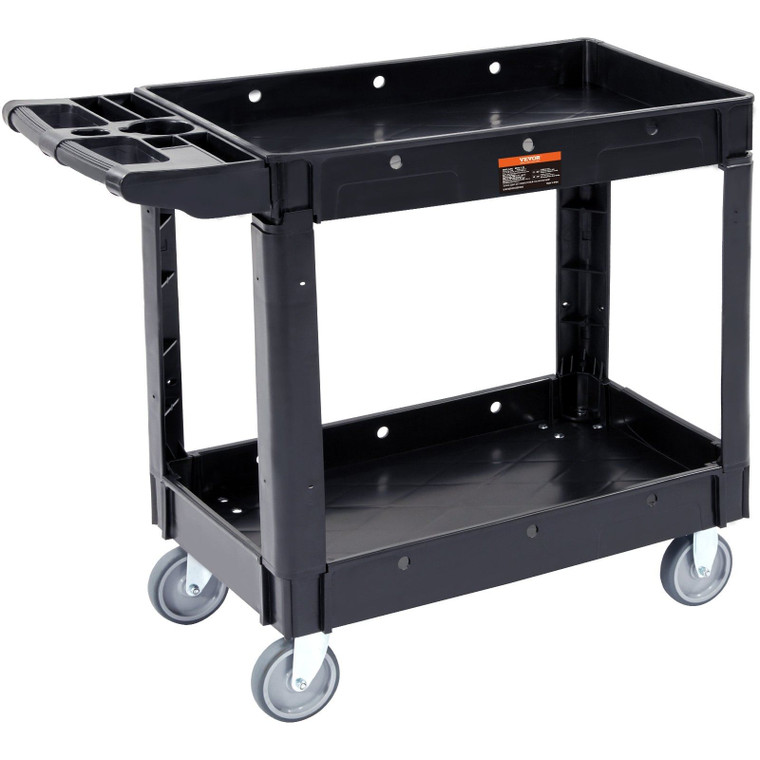 Utility Service Cart, 2 Shelf 550LBS Heavy Duty Plastic Rolling Utility Cart with 360?° Swivel Whee E415-DXSLSYTCDXCX2WXI2V0