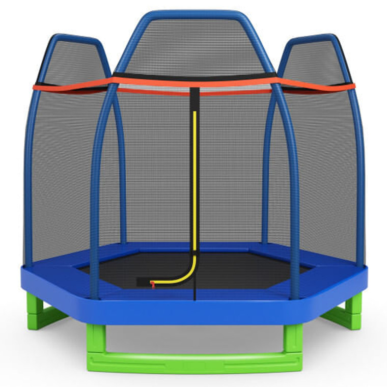 7 Feet Kids Recreational Bounce Jumper Trampoline-Blue - Color: Blue D681-TW10053BL