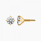 3mm Natural Diamond w/ threaded post set in 14K Solid Yellow Gold