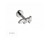 Titanium 3 CZ Leaf MQ Threaded Top w/Flatback post
