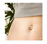 18K Solid Gold Halo Set with Plain Top ball Banana Bar