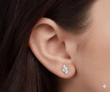 Surgical Steel 4 Marquise CZ Leaf Threaded Top Threaded Stud