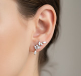 Surgical Steel CZ leaf internally threaded stud on ear lobe