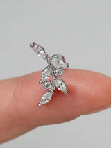 CZ leaf internally threaded stud in Surgical Steel